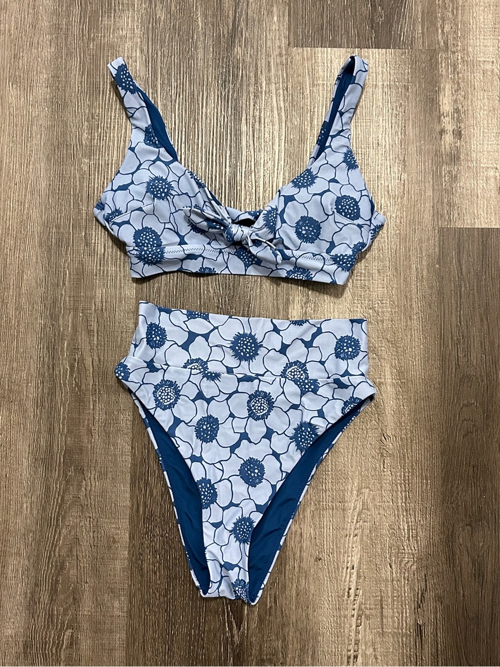 Aerie Blue Floral High-Waist Bikini Set